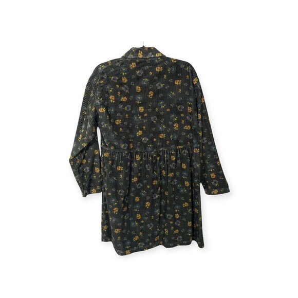 Vintage 90's Corduroy Floral Dress SZ L A.M.I. Long Sleeve Collared Indie - Picture 3 of 7
